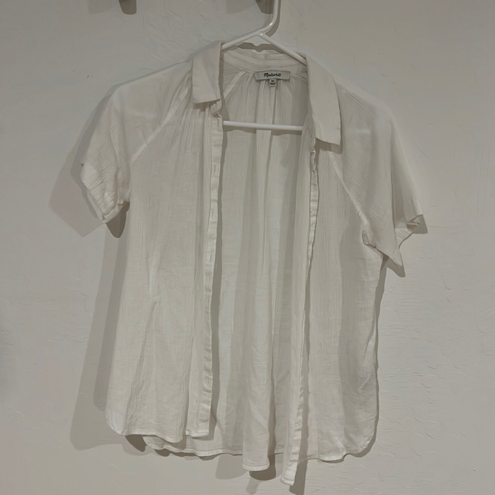 Madewell courier pleat back shirt in white XS